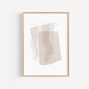 Cuadro beige imprimible, Arte de pared nórdico neutro, Cartel de formas minimalistas, Impresión contemporánea neutra