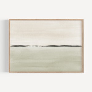 Green and Beige Abstract Scenery, Watercolor Minimalist Printable Art, Neutral Bedroom Wall Art, Downloadable Minimal Wall Art, Large Prints