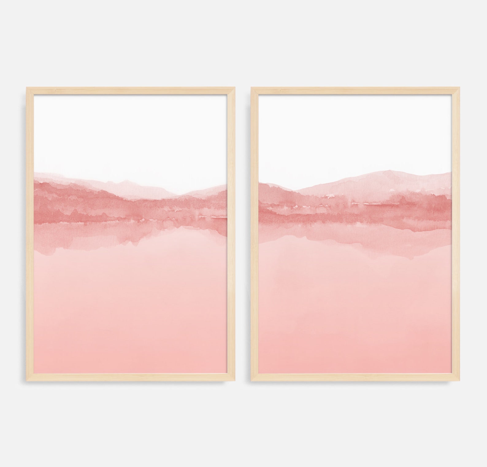 Set of 2 Prints PRINTABLE Wall Art Blush Pink Art Abstract | Etsy