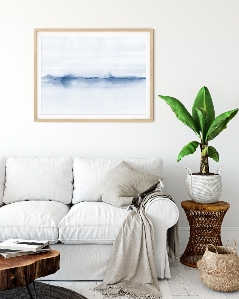 Minimalist Watercolor Blue Wall Art Digital Wall Art Etsy