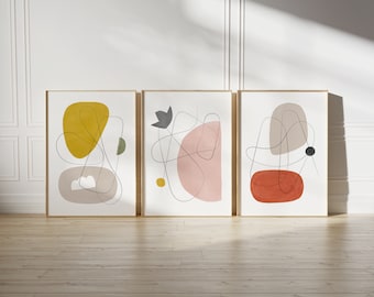 Printable Wall Set, Set of 3 Prints, Modern Minimal, 3 Printable Collection, Printable Abstract Art, Downloadable Art Prints, Bedroom Decor
