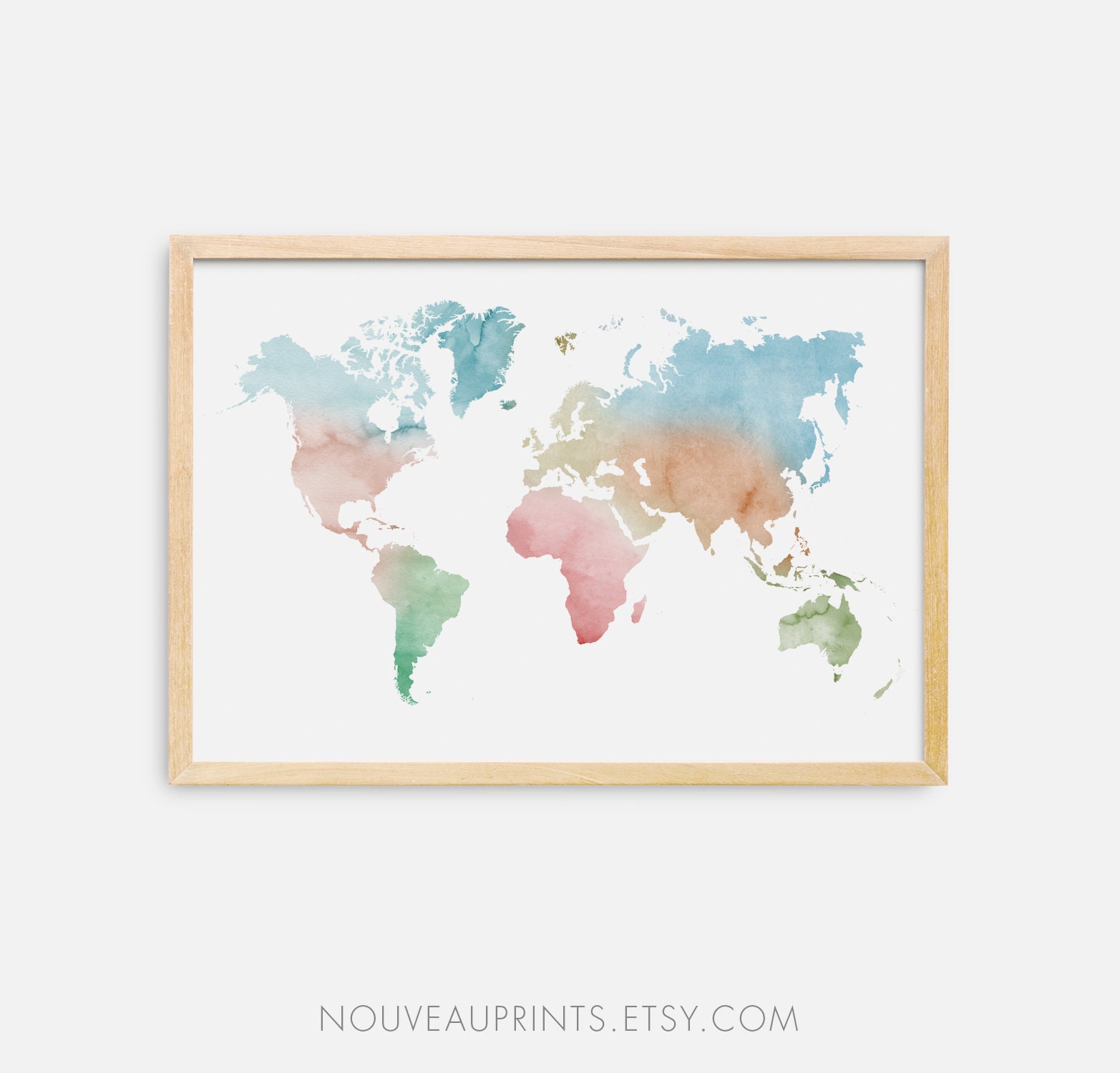 watercolors world map world map art printable world map etsy ireland