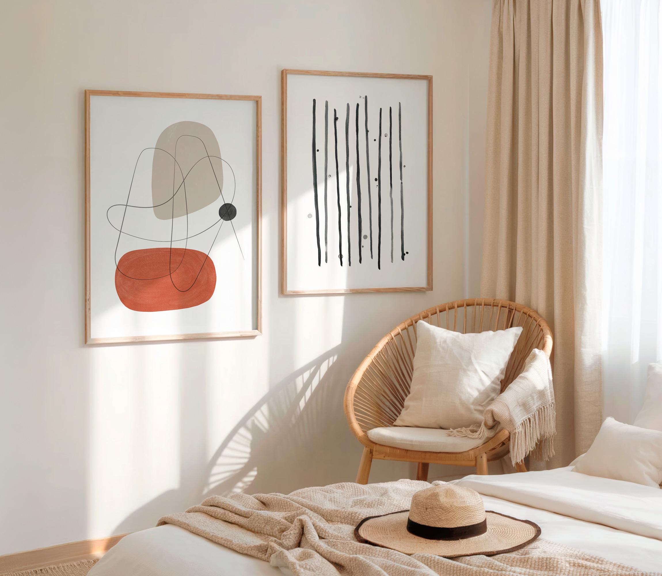 Set of 2 Modern Wall Prints, Printable Abstract Set, Living Room ...