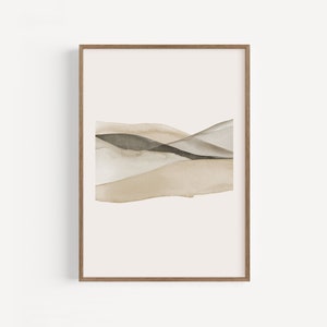 Cuadro abstracto beige descargable, Impresión paisaje minimalista desierto, Cuadro dunas para habitación, Pintura bohemia imprimible