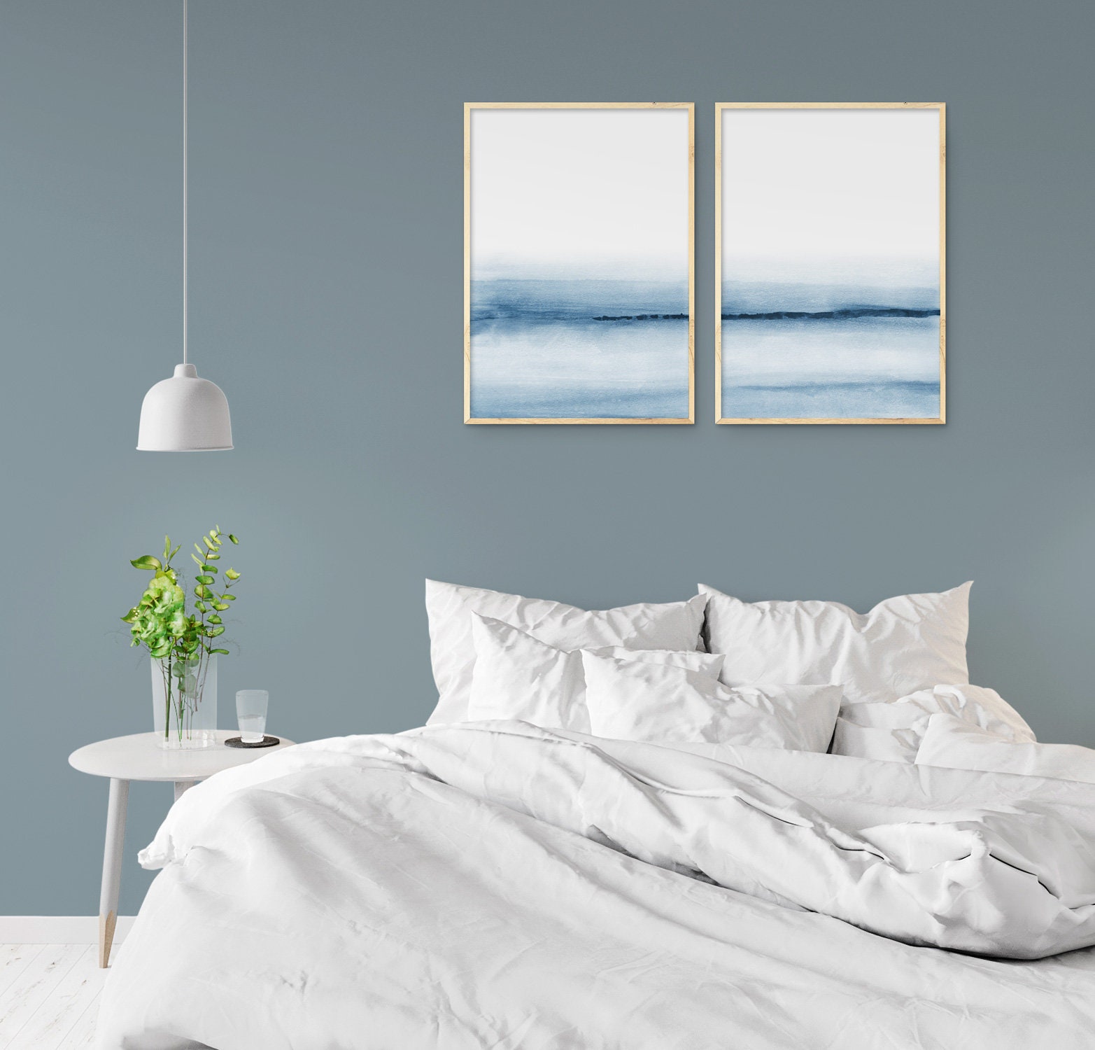 Set of 2 Prints PRINTABLE Wall Art Navy Blue Abstract - Etsy