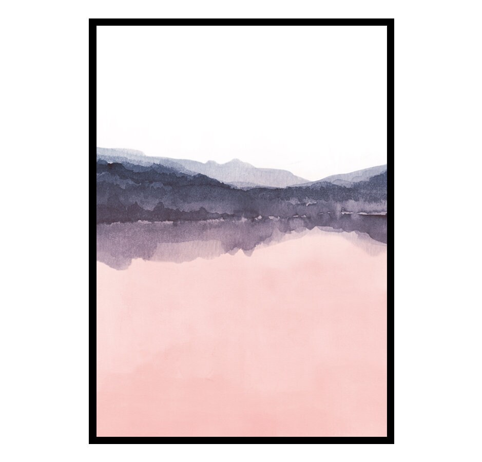 Printable Wall Art Blush Pink and Blue Art Abstract Wall Etsy