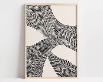 抽象的な線画プリント - インク線画 - 特大ウォールアート抽象画