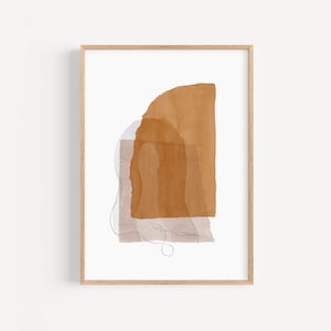 Arte mostaza imprimible, Arte abstracto formas simples, Arte abstracto descargable tonos tierra, Impresión moderna de gran tamaño