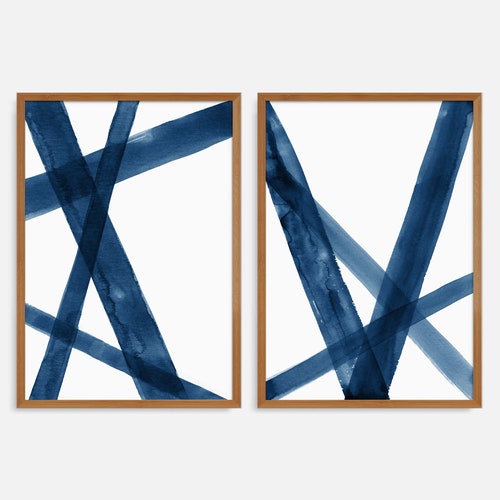 Set of 2 Navy Blue Xo Printable Wall Art Scandinavian Navy Etsy