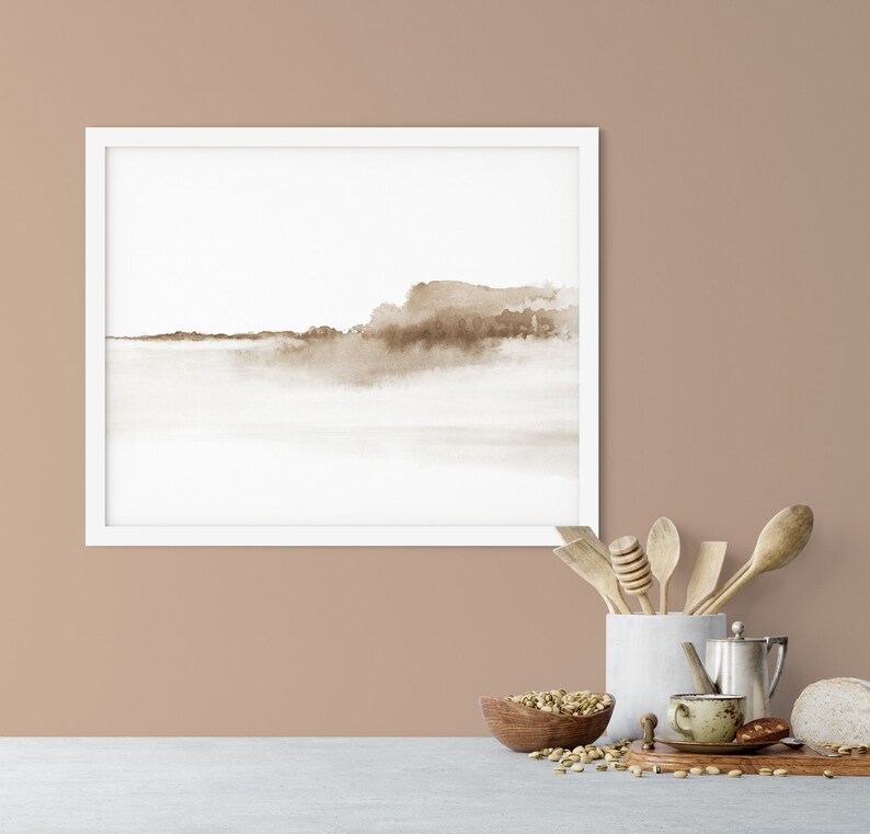 Minimalist Watercolor Neutral Watercolor Landscape Abstract Painting Printable Watercolour Horizontal Wall Art Instant Download