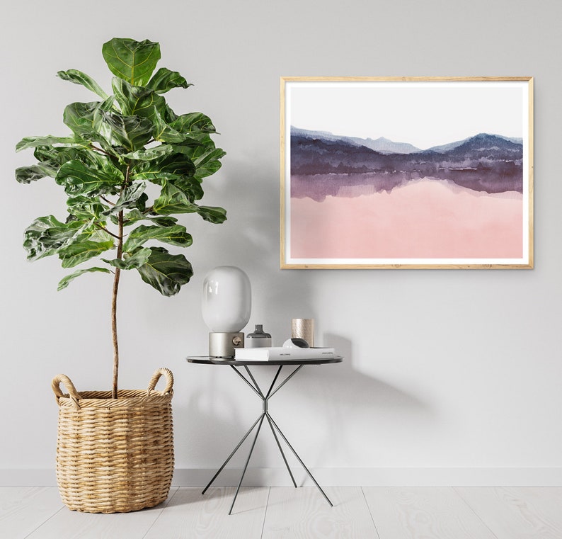 Abstract Watercolor Blush Pink and Blue Wall Art Printable Etsy