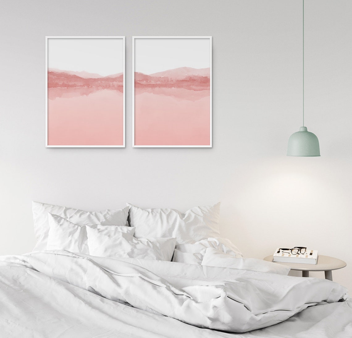 Set of 2 Prints PRINTABLE Wall Art Blush Pink Art Abstract | Etsy