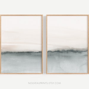 Set of 2 Prints, PRINTABLE Wall Art, Pink and Gray Abstract Landscape, Large Printable Art, Pink Printable Collection, Living Room Print Set