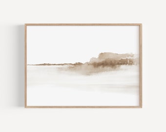 Minimalist Watercolor, Horizontal Wall Art, Printable Watercolour, Neutral Watercolor Landscape, Abstract Painting, Instant Download