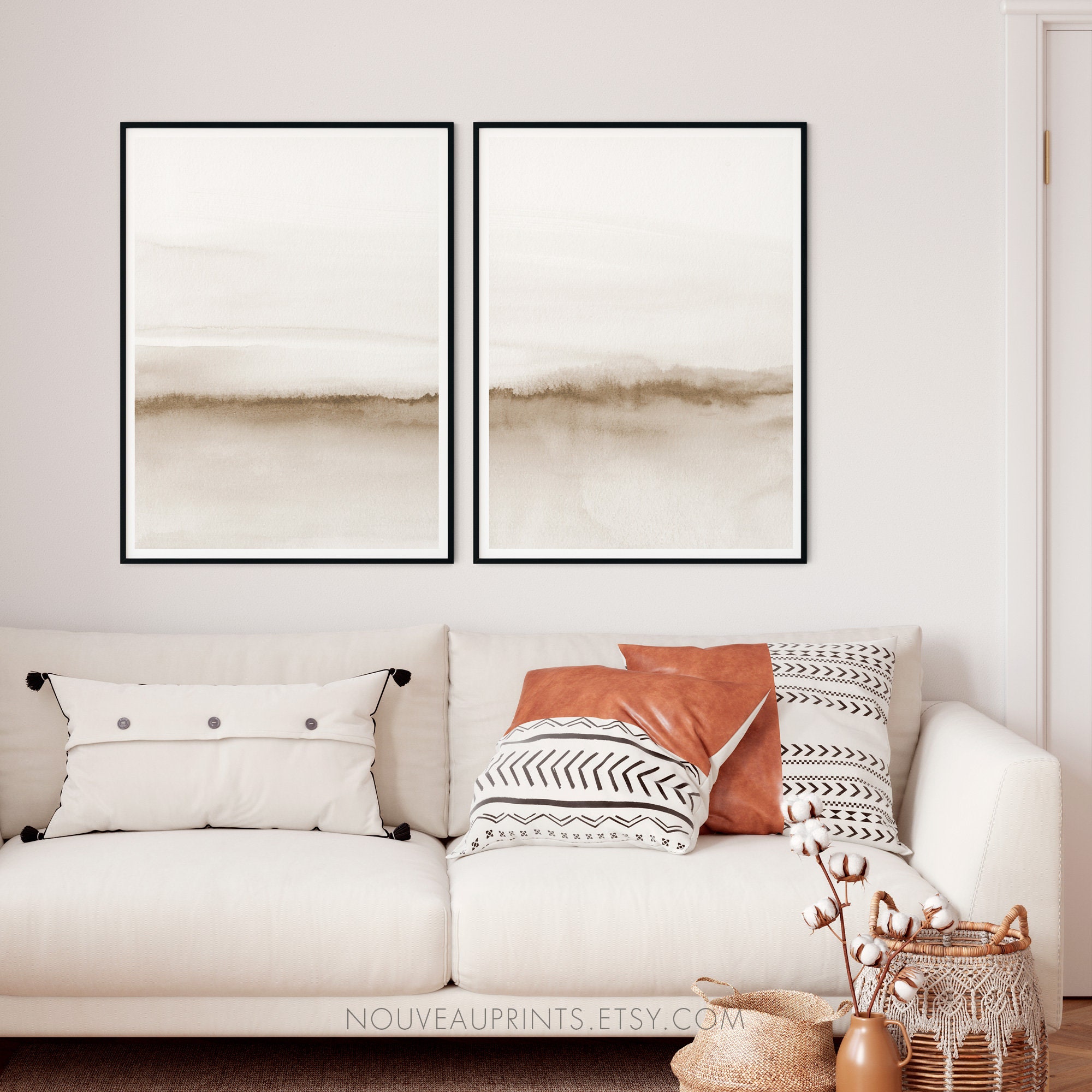 Set of 2 Prints, Printable Wall Art, Abstract Large Prints, Neutral ...