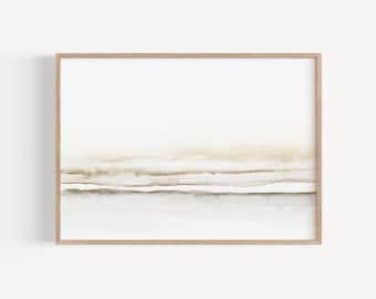 Minimalist Watercolor, Horizontal Wall Art, Printable Watercolour, Neutral Watercolor Landscape, Abstract Painting, Instant Download