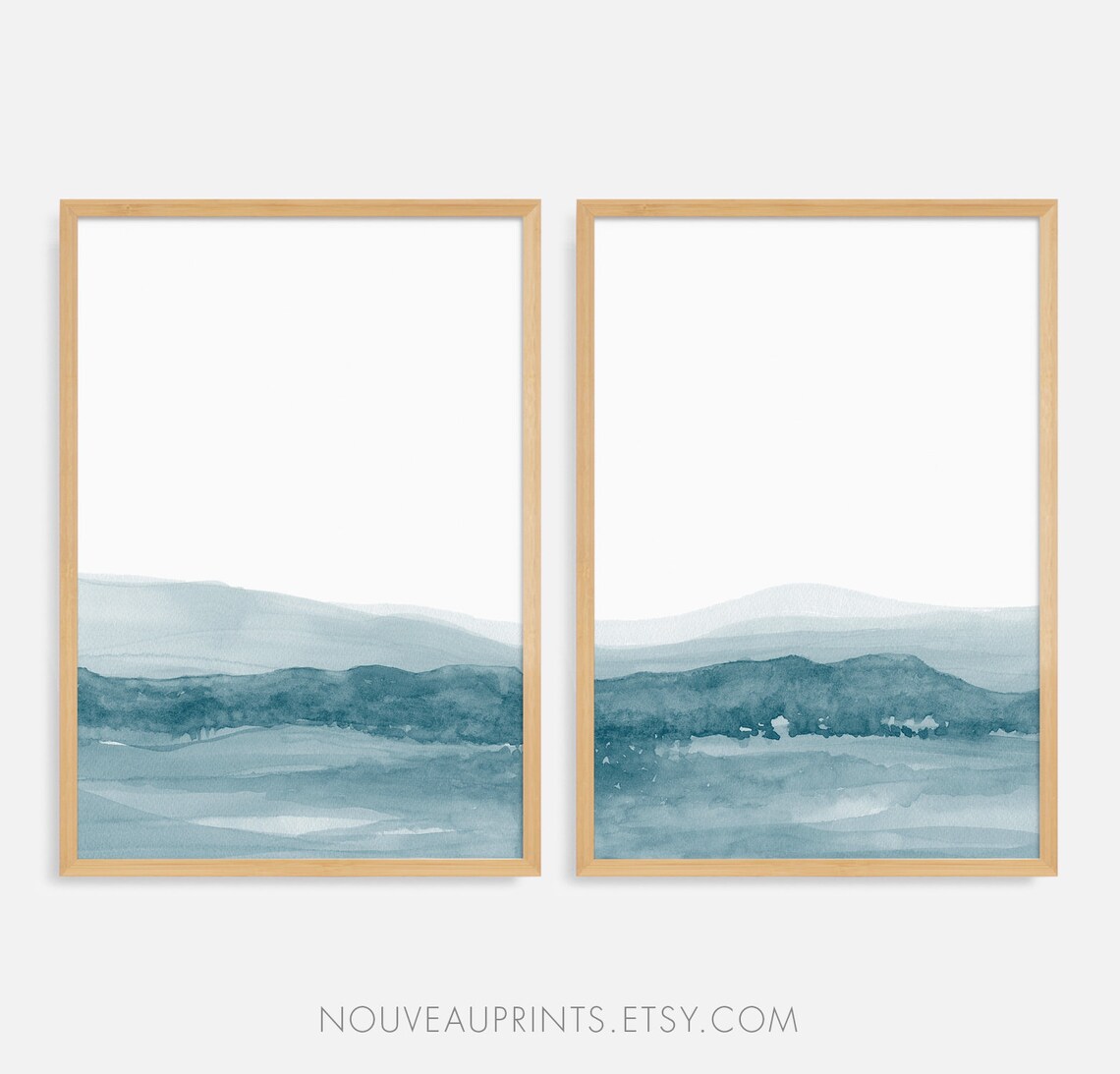 Set of 2 Prints PRINTABLE Wall Set Pastel Teal Wall Art | Etsy