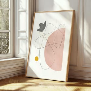 Pink Organic Shape Wall Print, Minimalist Poster Instant Download, Midcentury Modern Digital Print, Pink Modern Art Print, Large Size Poster