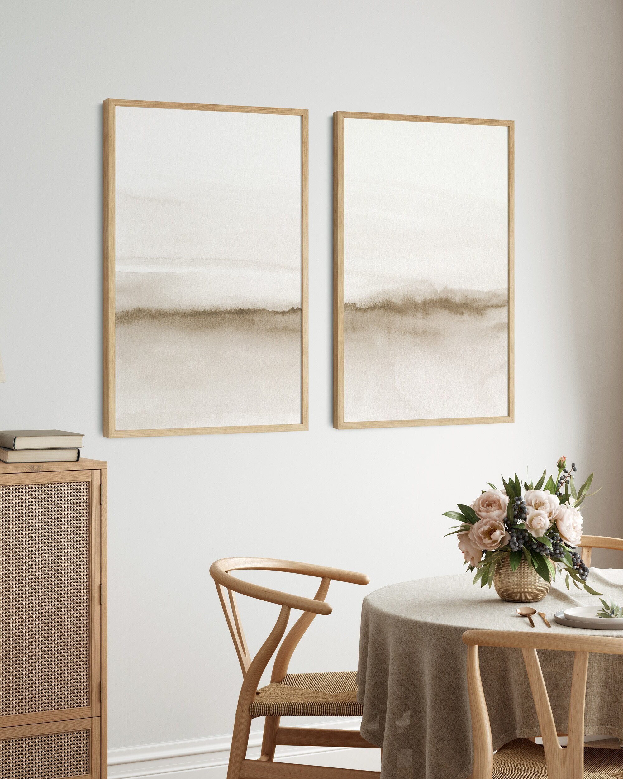 Set of 2 Prints, Printable Wall Art, Abstract Large Prints, Neutral ...