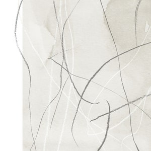 K&ouml;nnte beinhalten: Abstrakte Aquarellmalerei mit hellgrauem Hintergrund und wei&szlig;en und grauen Linien.