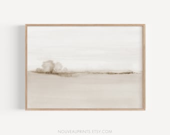 Minimalist Watercolor, Horizontal Wall Art, Printable Watercolour, Neutral Watercolor Landscape, Abstract Painting, Instant Download