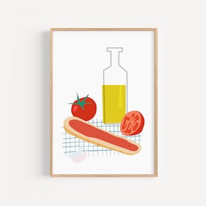 Cuadro Tapas Barcelona, Poster Pa amb Tomaquet, Lamina Cocina, Poster Aperitivo, Cuadro Restaurante, Poster Aceite Oliva, Cuadro Descargable