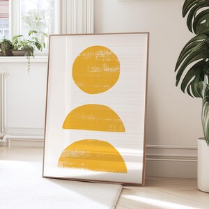 Yellow Geometric Art Print: Mid Century Modern Abstract (Digital Download)
