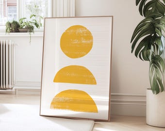 Yellow Geometric Art Print: Mid Century Modern Abstract (Digital Download)