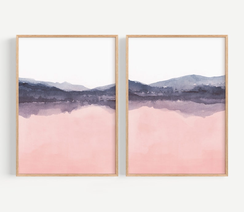 Printable Wall Art Blush Pink and Blue Art Abstract Wall Etsy