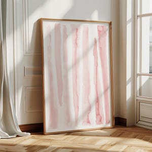 Pink Watercolor Abstract Print, Brushstroke Painting Wall Art, Minimalist Pink Printable Wall Art, Pink Nursery Bedroom Wall Decor
