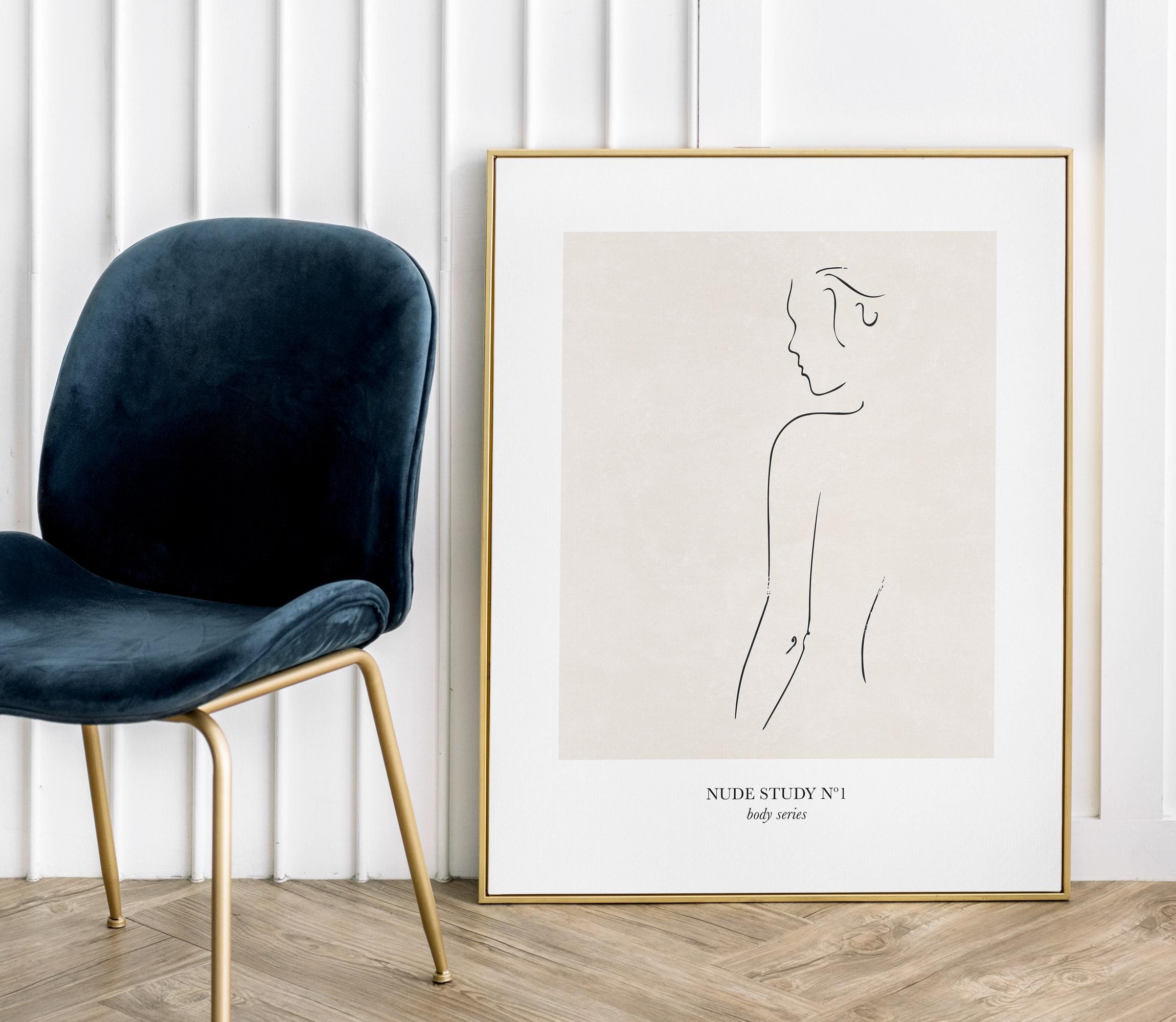 Beige Female Line Art, Woman Body Line Art Poster, Minimalist Female ...