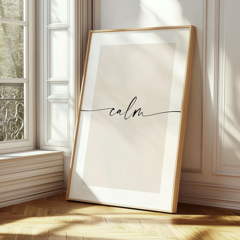 Calm Print, Minimalist Typography Poster, Relaxing Prints Digital ...