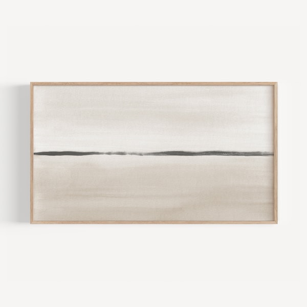 Rahmen TV Kunst abstrakte Küstenlandschaft, minimalistische neutrale Landschaft TV Kunst, grauer und beige Tv Download, moderner Tv Hintergrund digitaler Download