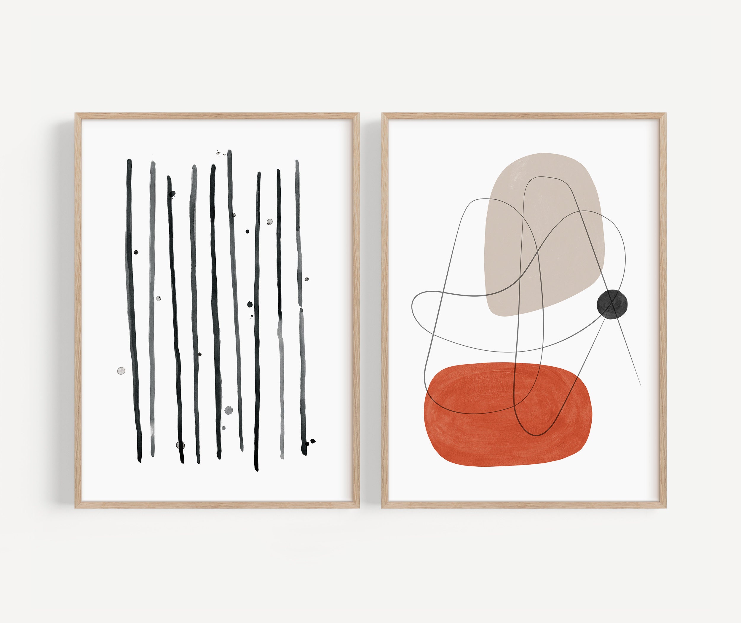 Set of 2 Modern Wall Prints, Printable Abstract Set, Living Room ...