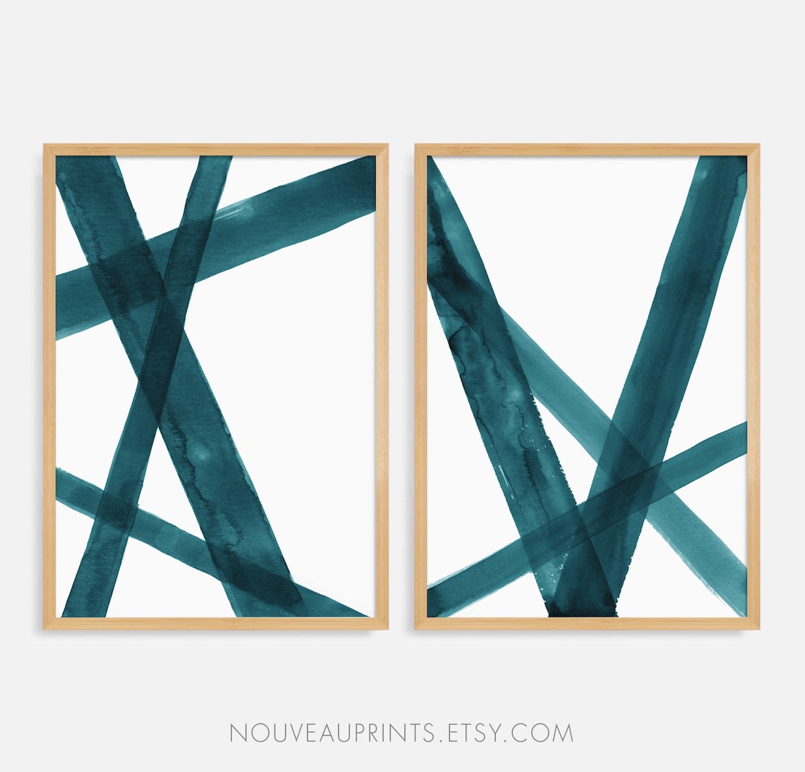 Set of 2 Teal Prints Abstract Printable Modern Minimal | Etsy