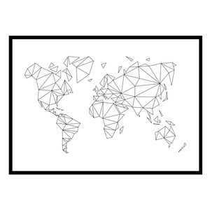 Printable World Map, Geometric World Map Art, Origami Travel Map, Large ...