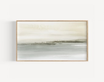 Samsung Frame Tv Art Neutral Seascape, Coastal TV Background, Frame Tv Art Abstract Landscape, Watercolor Ocean Landscape, Digital Download