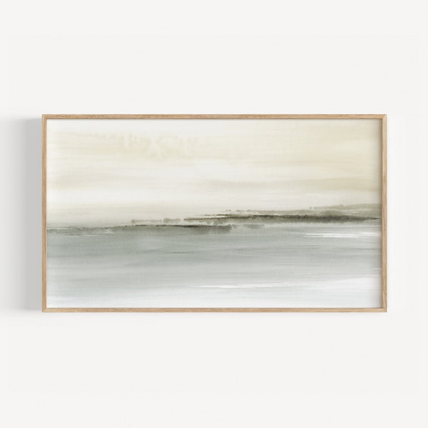 Samsung Frame Tv Art Neutral Seascape, Coastal TV Background, Frame Tv Art Abstract Landscape, Watercolor Ocean Landscape, Digital Download