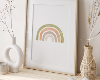 Regenboog muurkunst print, afdrukbare aquarel regenboog kunst, decor kinderkamer, aquarel regenboog kinderkamer kunst, decor kinderkamer genderneutraal