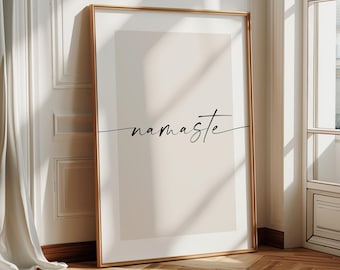Namaste Prints, Neutral Digital Download Quote Art, Namaste Art Print, Inspirational Wall Art, Word Prints for Bedroom, Zen Meditation Print