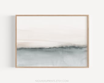 Minimalist Watercolor, Horizontal Wall Art, Printable Watercolour, Neutral Watercolor Landscape, Abstract Painting, Instant Download