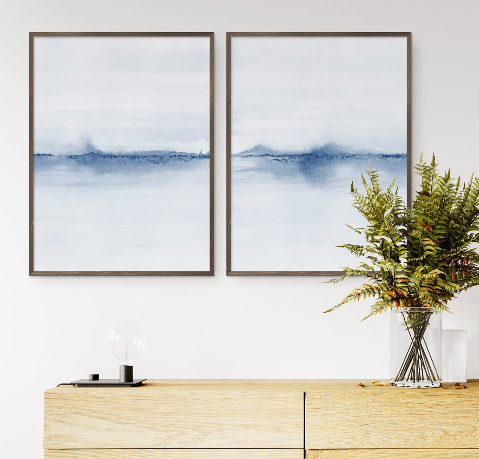 Set of 2 Prints PRINTABLE Wall Art Indigo Prints Abstract Etsy