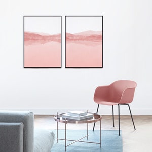 Set of 2 Prints PRINTABLE Wall Art Blush Pink Art Abstract | Etsy