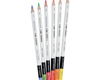 Dry Highlighter Colored Pencil Set Koh-I-Noor 3411 3415 Marker Neon Cryon Pink Red Green Blue Yellow Orange Text Highlighting Drawing