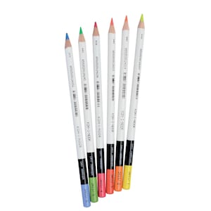 Dry Highlighter Colored Pencil Set Koh-I-Noor 3411 3415 Marker Neon Cryon Pink Red Green Blue Yellow Orange Text Highlighting Drawing image 1