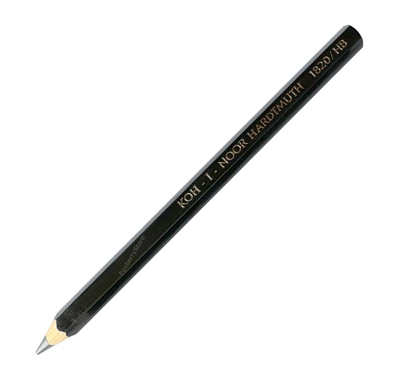 May include: A black pencil with gold lettering that reads "KOH-I-NOOR HARDTMUTH 1820/HB".