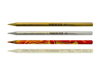 Woodless Colored Pencil Koh-I-Noor Progresso 8750 8775 Gold Silver Magic White Drawing Coloring Sketching