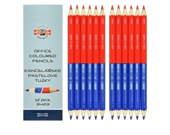 Koh-I-Noor Magnum 3423 Office 12 Crayons de Couleur Rouge + Bleu Double Face
