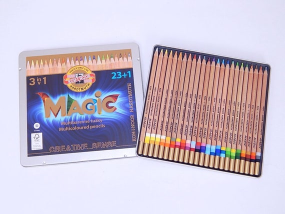 Koh-I-Noor Tri-Tone Multi-Colored Pencil Set, 12 Assorted Colors