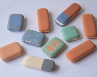 Office Pebble Eraser Koh-I-Noor Marbled Multi Colored Rubber 10 Pieces Mix New